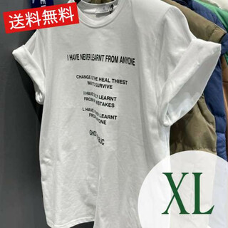 Tシャツ トップス ハン半そで ラウンドネック レディース　XL  白(Tシャツ(長袖/七分))