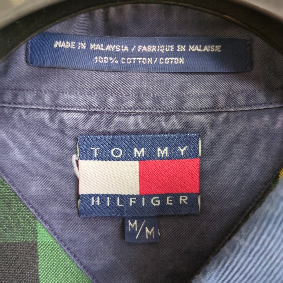 TOMMY HILFIGER(トミーヒルフィガー)の90s トミーヒルフィガー　襟コーデュロイ　フランネル　チェック柄　グリーン　M メンズのトップス(シャツ)の商品写真
