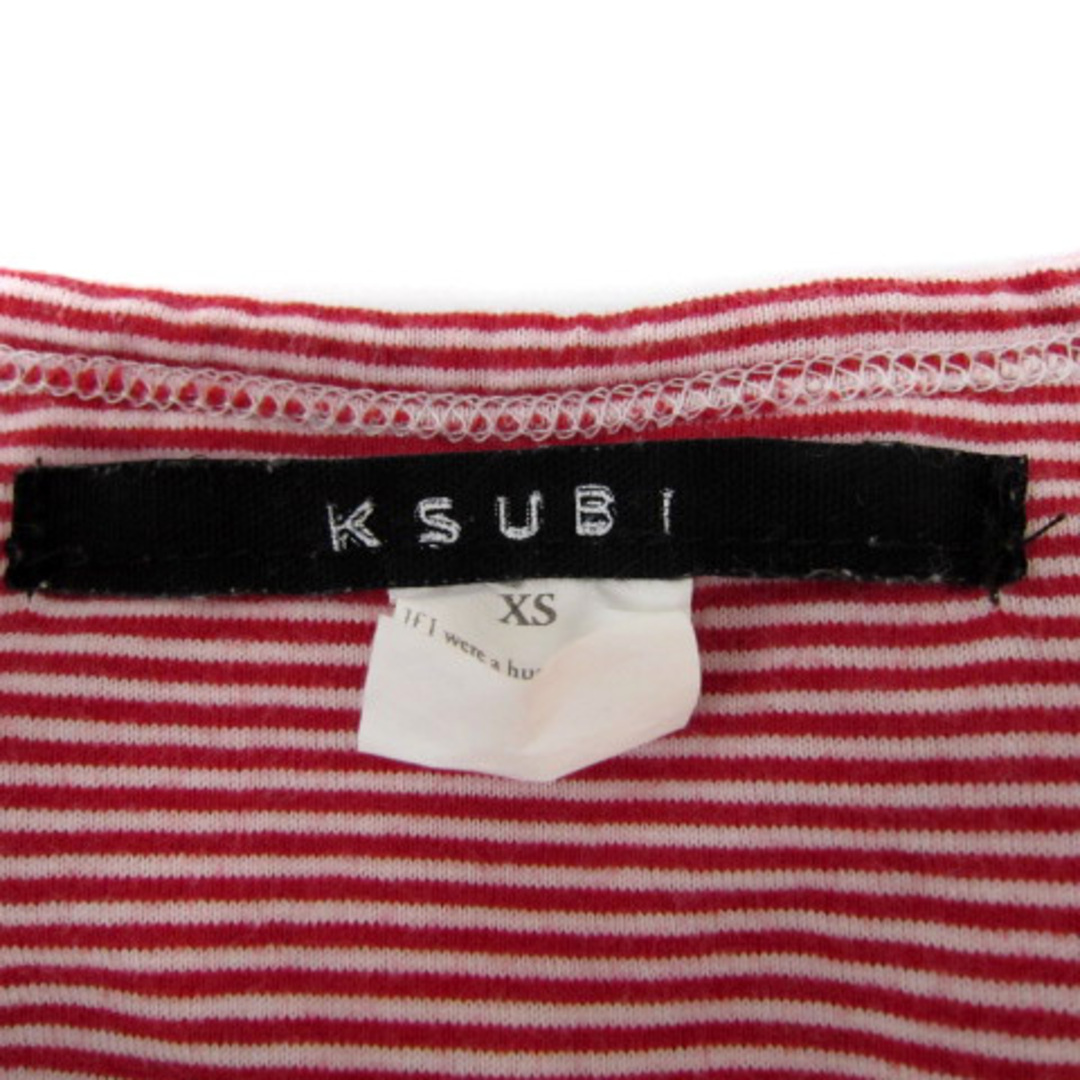 ksubi(スビ)のスビ Ksubi カットソー フレンチスリーブ Vネック ボーダー柄 XS 赤 レディースのトップス(カットソー(半袖/袖なし))の商品写真