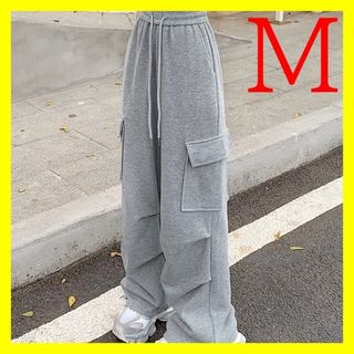 カーゴパンツ M グレー スウェット レディース バルーン ストレート 人気(ワークパンツ/カーゴパンツ)