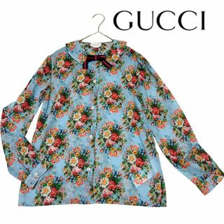 グッチ(Gucci)の極美品【GUCCI】 グッチ フローラ柄 フラワー シアーシャツ ブラウス(シャツ/ブラウス(長袖/七分))