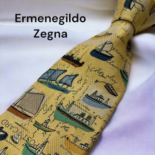 エルメネジルドゼニア(Ermenegildo Zegna)のErmenegildo Zegna エルメネジルドゼニア 黄 ヨット柄 ネクタイ(ネクタイ)