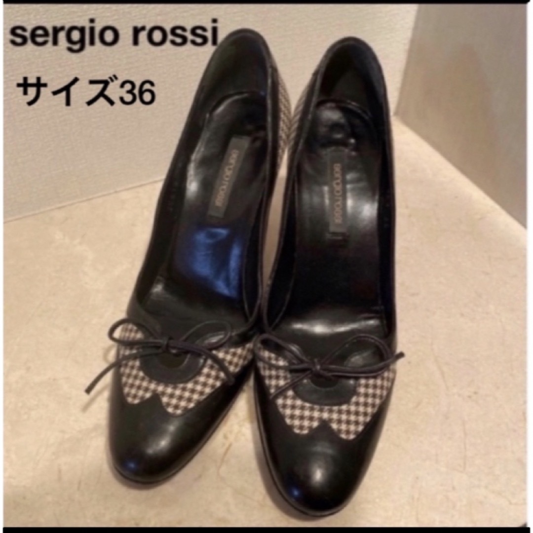 Sergio Rossi(セルジオロッシ)のセルジオロッシ Sergio Rossi  パンプス 36  千鳥格子 チェック レディースの靴/シューズ(ハイヒール/パンプス)の商品写真