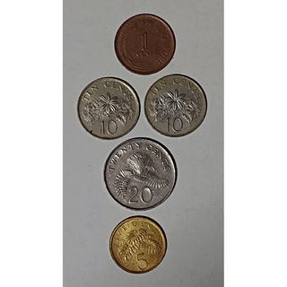 シンガポール 旧コイン 5枚 まとめ売り (匿名配送)