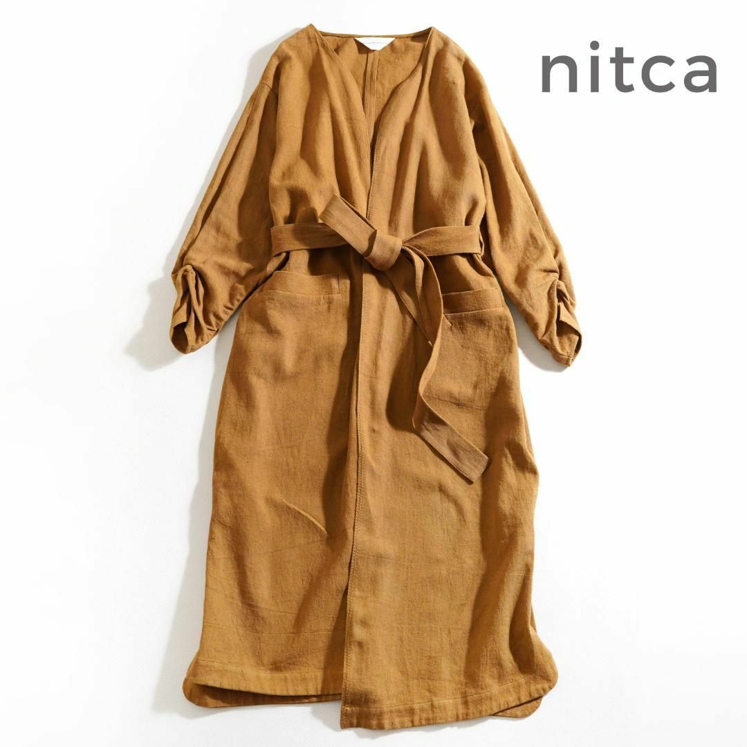 nitca(ニトカ)の934y*ニトカ nitca リネンコットン カツラギオーバーローブコート レディースのジャケット/アウター(ロングコート)の商品写真