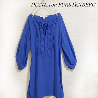 DIANE von FURSTENBERG - ダイアンフォンファステンバーグ　ワンピース　ブルー　シルク　100%   リボン