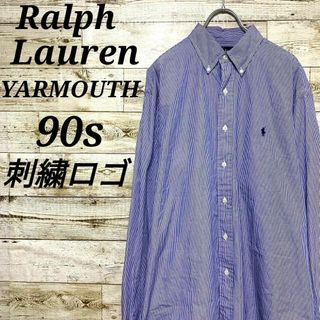 ラルフローレン(Ralph Lauren)の【w327】USA古着ラルフローレン90s長袖ストライプシャツトップス刺繍ロゴ(シャツ)