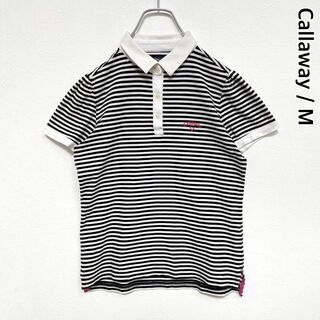キャロウェイゴルフ(Callaway Golf)のキャロウェイ　Callaway　ボーダー　刺繍ロゴ　ゴルフ　半袖　ポロシャツ　M(ポロシャツ)