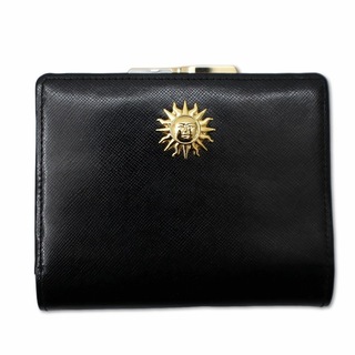 ヴェルサーチ(VERSACE)のVERSACE イタリア製 太陽神 ガマ口 2つ折り 財布 ウォレット ブラック(折り財布)