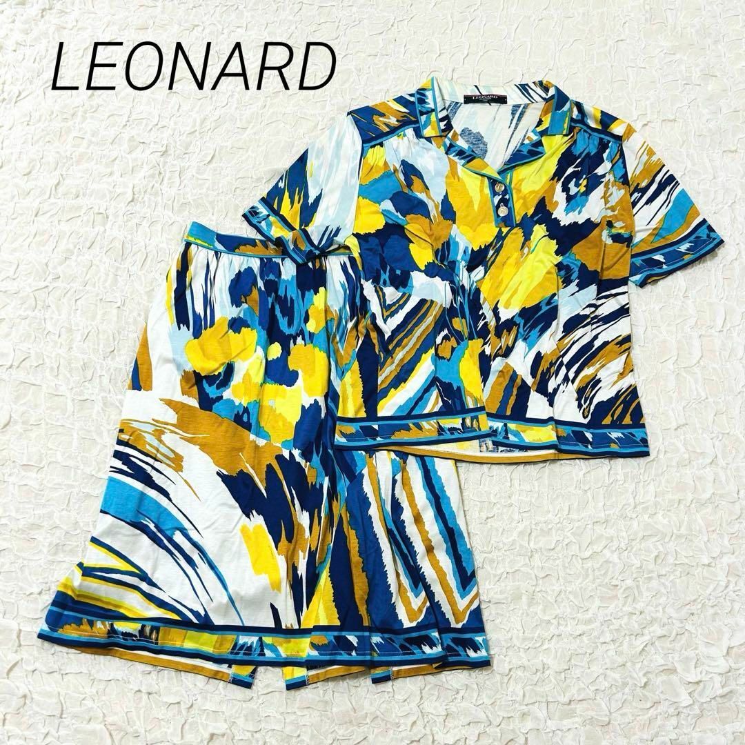 LEONARD(レオナール)のレオナール LEONARD 総柄 カジュアルシャツセットアップ スカート レディースのワンピース(ひざ丈ワンピース)の商品写真