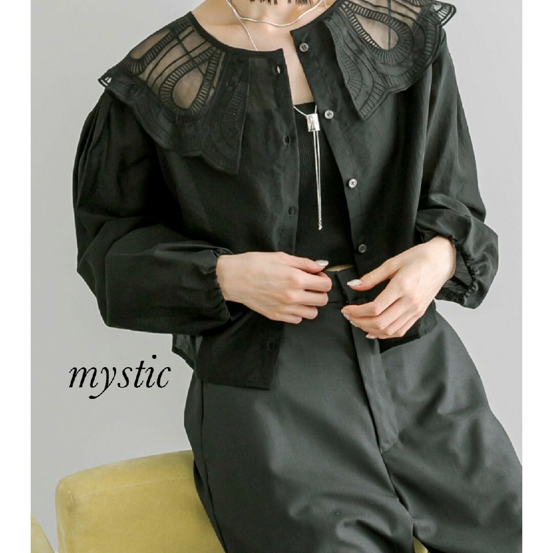 mystic(ミスティック)の新品 mystic レース衿ショートシャツ レディースのトップス(シャツ/ブラウス(長袖/七分))の商品写真