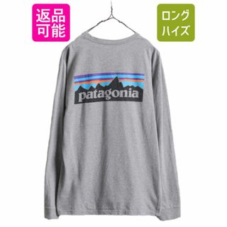 パタゴニア(patagonia)の17年製 パタゴニア 両面 プリント 長袖 Tシャツ メンズ М / 古着 Patagonia アウトドア ロンT ロングスリーブ ロゴT P6 バックプリント 灰(Tシャツ/カットソー(七分/長袖))