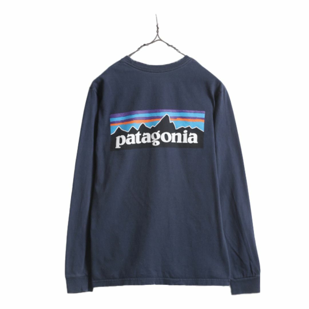 patagonia(パタゴニア)の17年製 パタゴニア 両面 プリント 長袖 Tシャツ レディース XS / Patagonia アウトドア ロンT ロングスリーブ ロゴT バックプリント P6 紺 レディースのトップス(Tシャツ(長袖/七分))の商品写真