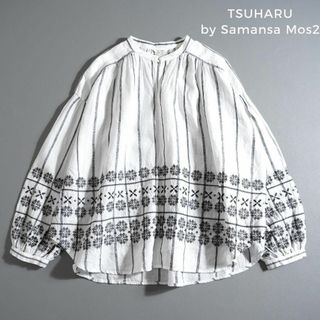 ツハルバイサマンサモスモス(TSUHARU by Samansa Mos2)の940y*美品 ツハル サマンサモスモス bulbul 刺繍 リネンブラウス(シャツ/ブラウス(長袖/七分))