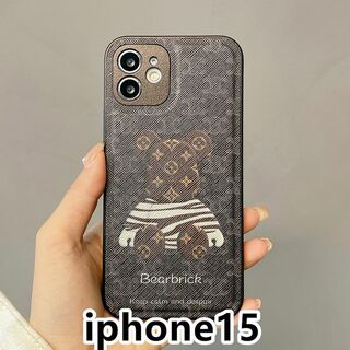 iphone15ケース 可愛い 熊　ブラウン28(iPhoneケース)