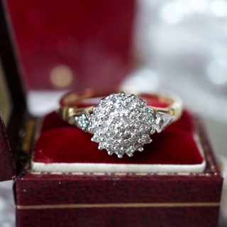 イギリス 英国 ヴィンテージ ダイヤモンドクラスターリング ✴︎指輪(リング(指輪))