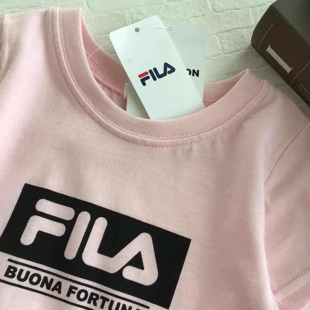 FILA(フィラ)の【95】FILA 裾チュール 半袖 チュニック ワンピース ピンク キッズ/ベビー/マタニティのキッズ服女の子用(90cm~)(Tシャツ/カットソー)の商品写真