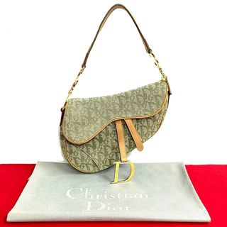 Dior - 極 美品 Christian Dior ディオール サドルバッグ トロッター ロゴ 金具 レザー キャンバス ワン ショルダーバッグ カーキ 60572