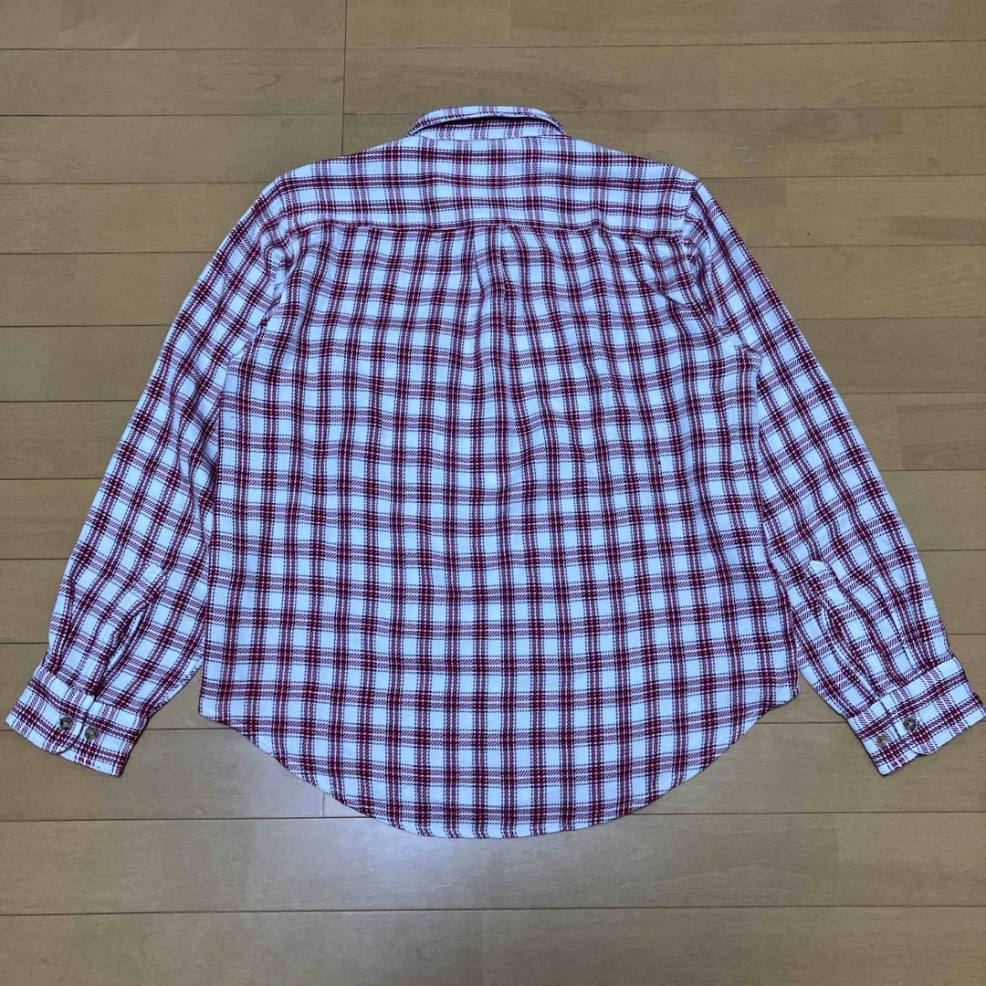 チェックシャツ　ホワイト×レッド レディースのトップス(シャツ/ブラウス(長袖/七分))の商品写真