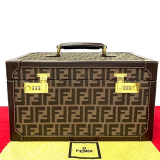 フェンディ(FENDI)の極 美品 希少品 FENDI フェンディ ヴィンテージ ズッカ 柄 FF キャンバス レザー ジュエリーボックス ハンドバッグ バニティバッグ 27149(ハンドバッグ)