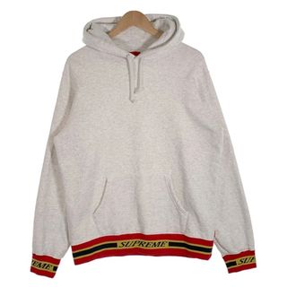 シュプリーム(Supreme)のSUPREME シュプリーム 18AW Striped Rib Hooded Sweatshirt ストライプリブ プルオーバースウェットパーカー グレー Size M(パーカー)