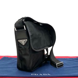 プラダ(PRADA)の極 美品 希少品 カード付 PRADA プラダ 三角ロゴ 金具 ナイロン レザー 本革 ミニ ショルダーバッグ ポシェット ブラック 28828(ショルダーバッグ)