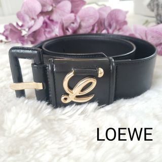 LOEWE ゴールドロゴ ベルト ブラック