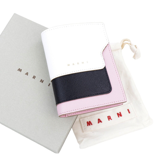 マルニ(Marni)のマルニ 折財布 二つ折り バイカラー リリーホワイト ミニ財布 コンパクト 本革(財布)