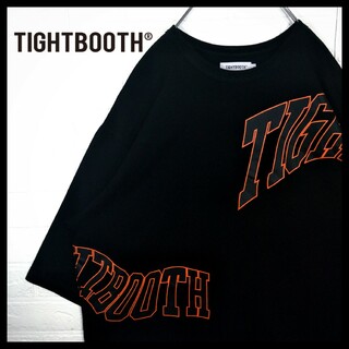 【TIGHTBOOTH】アシッドロゴ　ビッグシルエット　7分袖　Tシャツ　黒(Tシャツ/カットソー(半袖/袖なし))