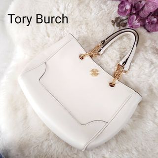 Tory Burchゴールドロゴハンドバッグ ショルダーバッグ アイボリー