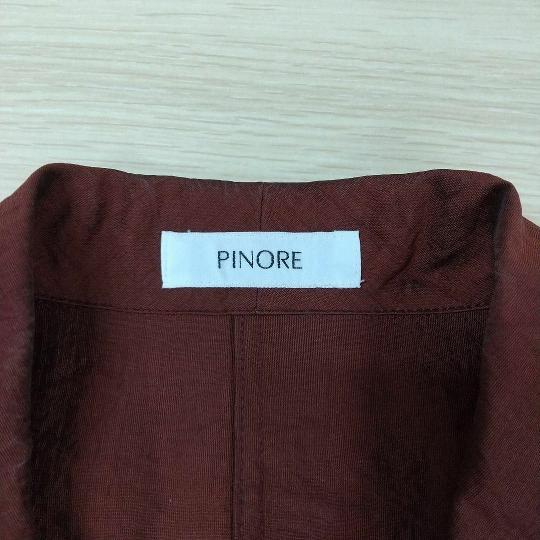 PINOLE(ピノーレ)の【PINORE】 薄手ジャケット シルク混 光沢感 エレガント (40) 赤 レディースのジャケット/アウター(その他)の商品写真