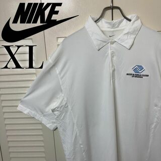 NIKE - 【美品】NIKE 半袖ポロシャツ XL ビッグシルエット ホワイト ワッペン