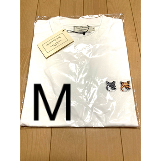 メゾンキツネ(MAISON KITSUNE')の① M メゾンキツネ　ダブルフォックス　半袖Tシャツ　白(Tシャツ(半袖/袖なし))