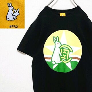 エフアールツー(#FR2)の希少モデル FR2 エフアールツー ウサギ ビック ロゴ ブラック 半袖Ｔシャツ(Tシャツ/カットソー(半袖/袖なし))