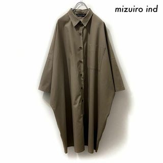 mizuiro ind - mizuiro ind ミズイロインド★半袖 シャツワンピース カーキ