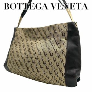 ボッテガヴェネタ(Bottega Veneta)のボッテガヴェネタ　s96 総柄　キャンバス　肩掛け　ハンドバッグ　ベージュ　黒(ハンドバッグ)