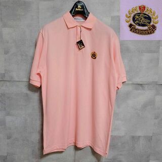 BURBERRY - 未使用タグ付 XL バーバリー エンブレム刺繍 ポロシャツ ピンク ワンポイント