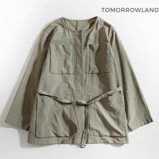 トゥモローランド(TOMORROWLAND)の944t*トゥモローランド ベルト付 ノーカラー シャツ ジャケット(ノーカラージャケット)