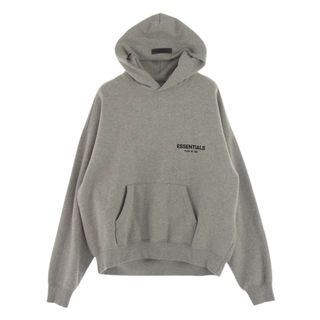 FEAR OF GOD - FEAR OF GOD フィアオブゴッド パーカー 8312-343-1866 FOG ESSENTIALS エッセンシャルズ フェルトロゴ プルオーバー スウェット パーカー フロッキープリント グレー系 S【中古】