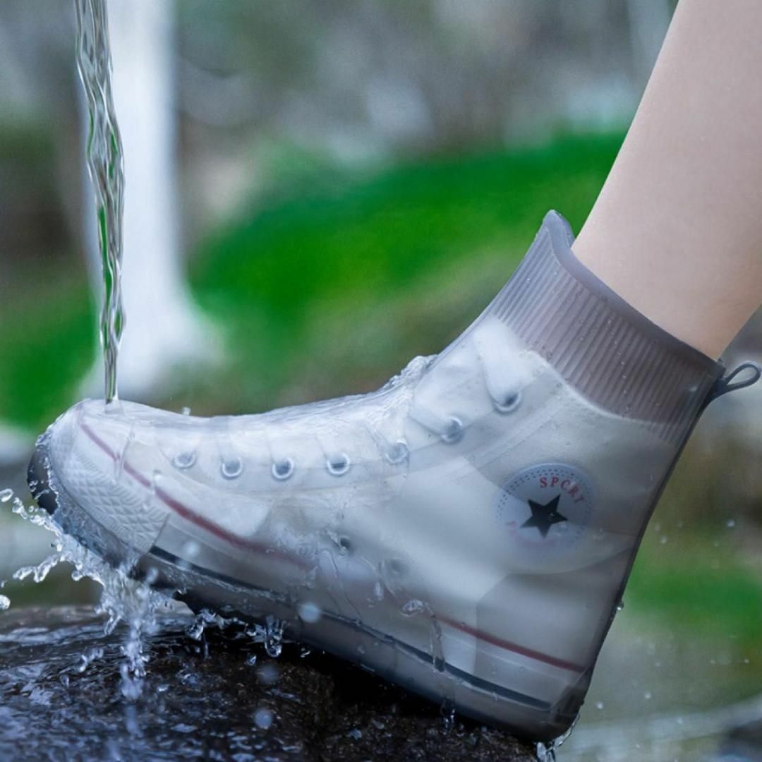 レインカバー シューズカバー 雨 防水 男女兼用 ブラウン　アウトドア 梅雨 メンズの靴/シューズ(長靴/レインシューズ)の商品写真