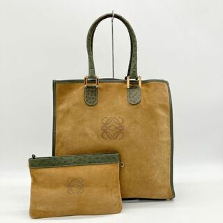 ロエベ(LOEWE)のA4可　大容量【LOEWE】トートバッグ　オーストリッチ　スエード　アナグラム(トートバッグ)