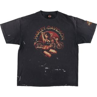 ハーレーダビッドソン(Harley Davidson)の古着 ハーレーダビッドソン Harley-Davidson ピンナップガール モーターサイクル バイクTシャツ メンズXL /eaa450991(Tシャツ/カットソー(半袖/袖なし))