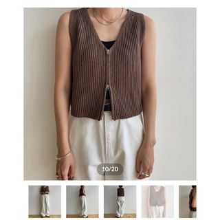 ノクチャnokcha 新作 zip knit vest ブラウンbrown(ニット/セーター)