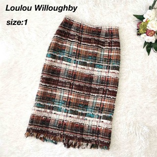 ルルウィルビー(LOULOU WILLOUGHBY)のLoulou Willoughbyルルウィルビー ツイードスカートマルチカラー1(ひざ丈スカート)