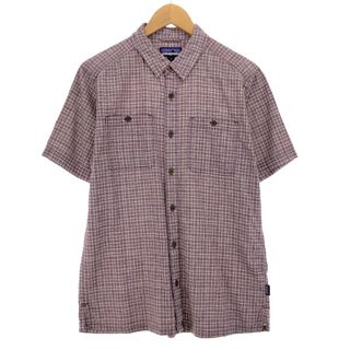 パタゴニア(patagonia)の古着 パタゴニア Patagonia 53139SP18 チェック柄 半袖 ヘンプ×コットンシャツ メンズM /eaa450223(シャツ)