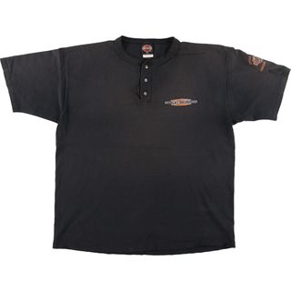 古着 90年代 COTTON DELUXE Harley-Davidson ハーレーダビッドソン ヘンリーネック モーターサイクル バイクTシャツ USA製 メンズXL ヴィンテージ /eaa447833(Tシャツ/カットソー(半袖/袖なし))