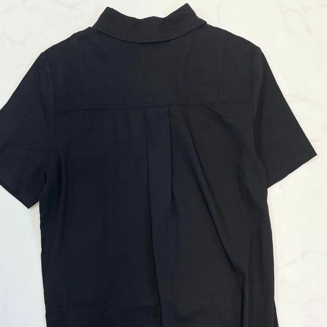 Theory luxe(セオリーリュクス)のセオリーリュクス リネン混 半袖シャツワンピース 38 M ブラック ポケット レディースのワンピース(ひざ丈ワンピース)の商品写真
