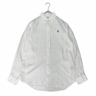 ラルフローレン(Ralph Lauren)の4418 美品 ポロラルフローレン リネンBDシャツ ホワイト M～(Tシャツ/カットソー(七分/長袖))