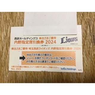 西武ホールディングス　株主優待　内野指定席引換券　1枚(野球)