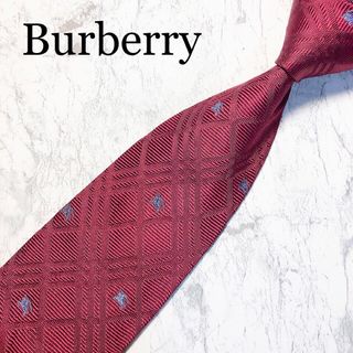 バーバリー(BURBERRY)のBUBERRY ネクタイ　エンボスチェック　ボルドー　ホースロゴ(ネクタイ)